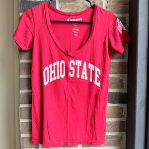 Campus Ohio State Buckeyes V-Neck Graphic Tee Womens Small Red